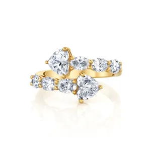 Heart Shape Diamond Cross Over Ring