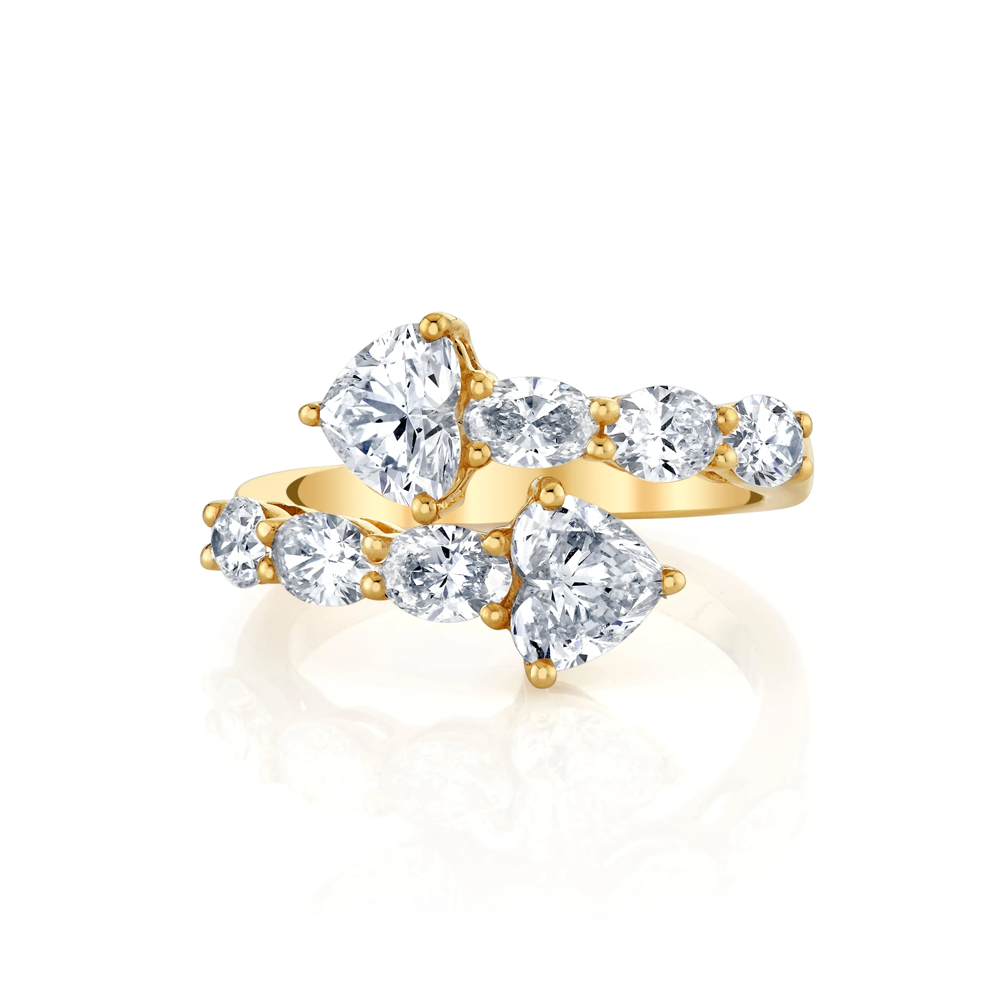 Heart Shape Diamond Cross Over Ring