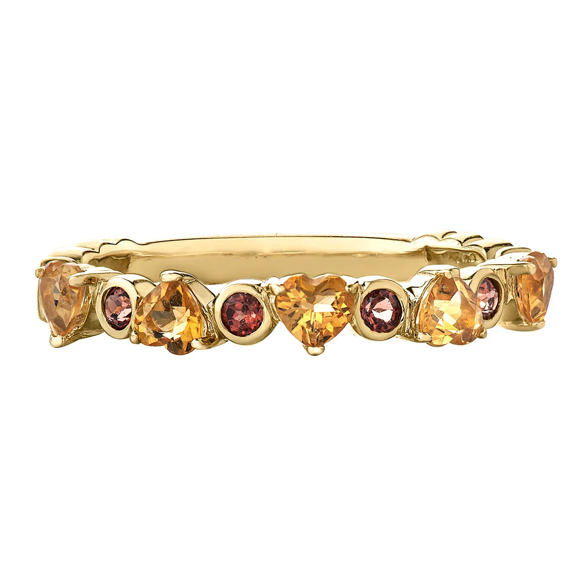 Heart-Shaped Citrine and Garnet Ring
