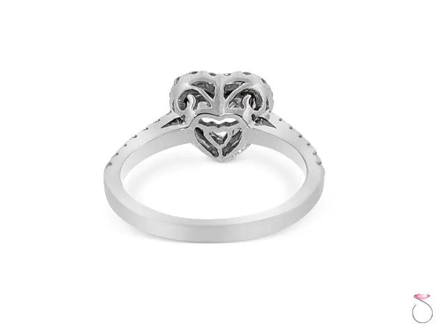 Heart Shaped Diamond Halo Engagement Ring 1.49 ctw. in 18K
