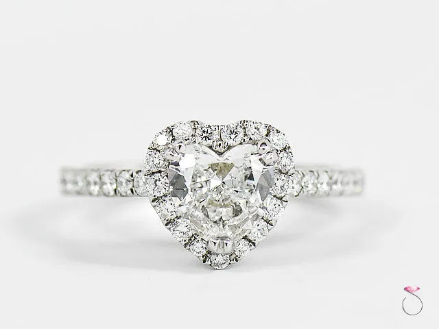 Heart Shaped Diamond Halo Engagement Ring 1.49 ctw. in 18K