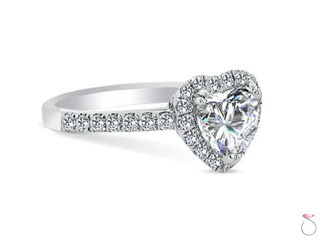 Heart Shaped Diamond Halo Engagement Ring 1.49 ctw. in 18K