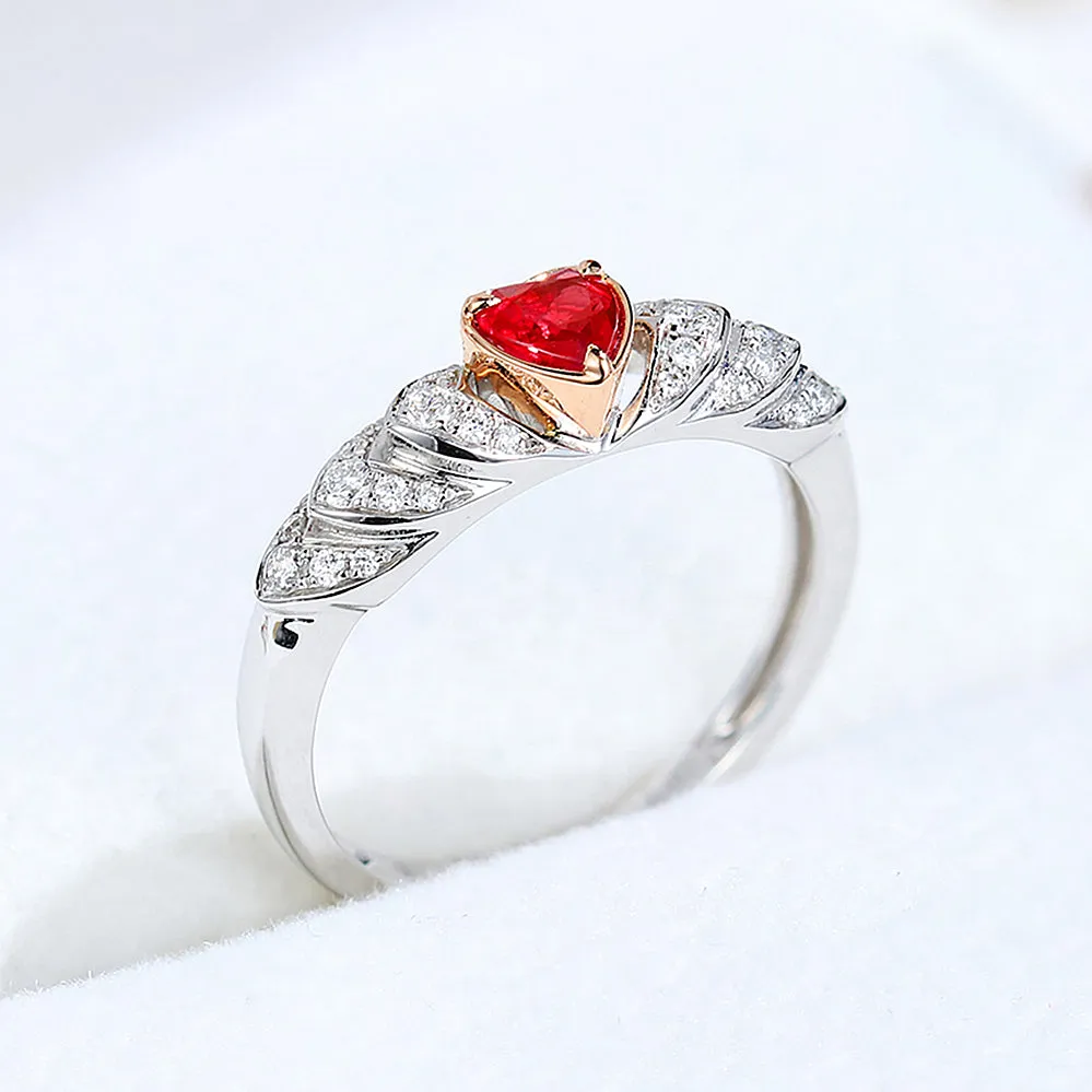 Heart Shaped Ruby Diamond Ring