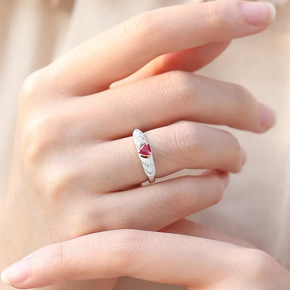 Heart Shaped Ruby Diamond Ring