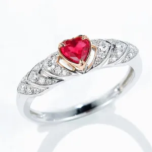 Heart Shaped Ruby Diamond Ring