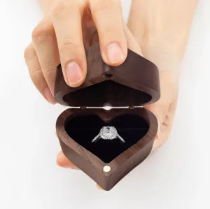 Heart Shaped Wooden Ring Box