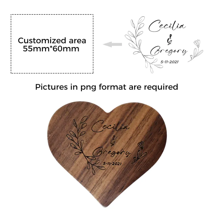 Heart Shaped Wooden Ring Box