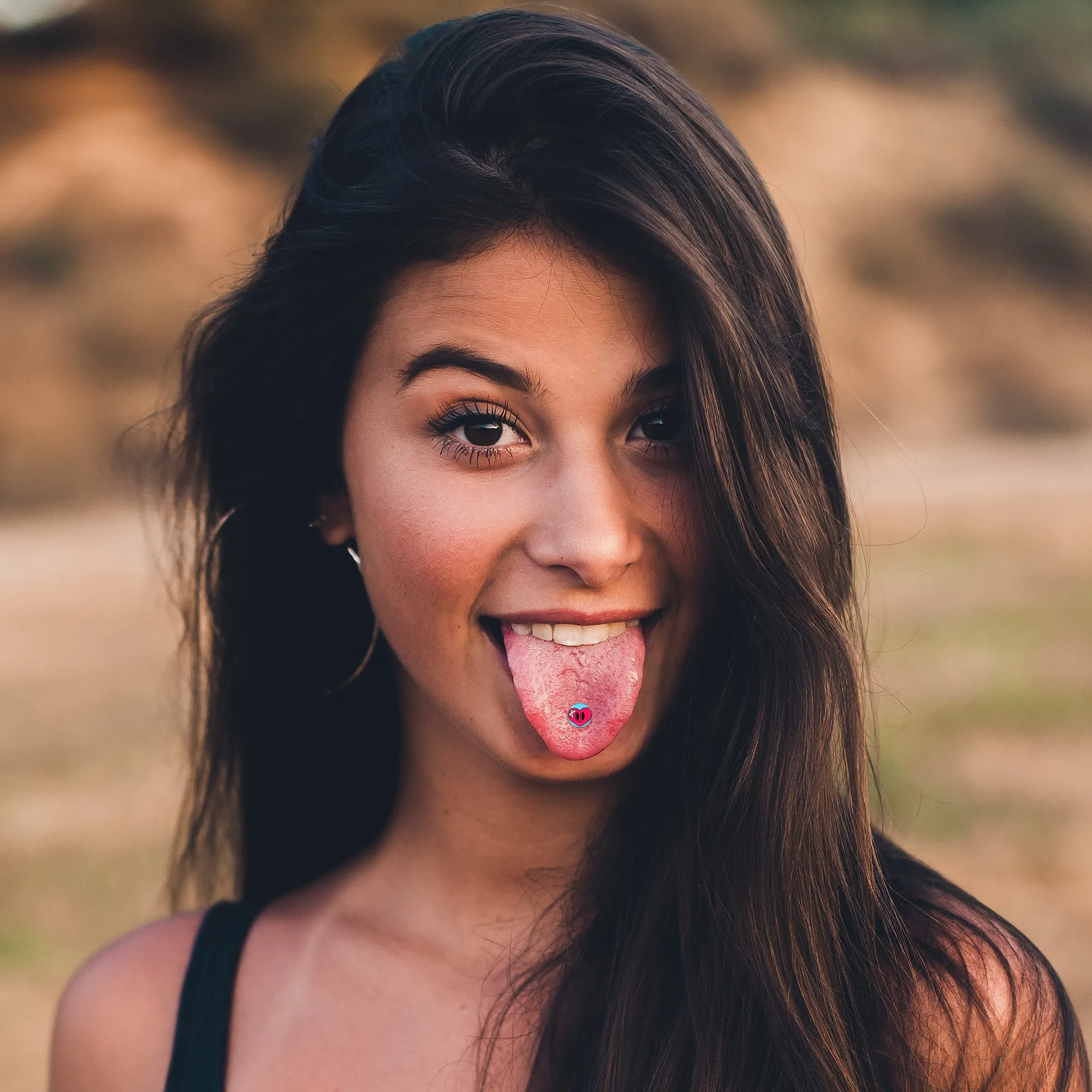 Heartbreak Bandaged Heart Barbell Tongue Ring