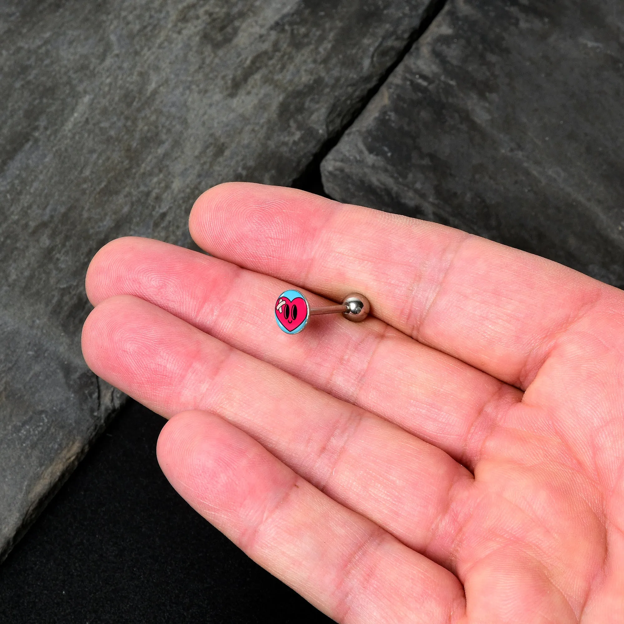 Heartbreak Bandaged Heart Barbell Tongue Ring