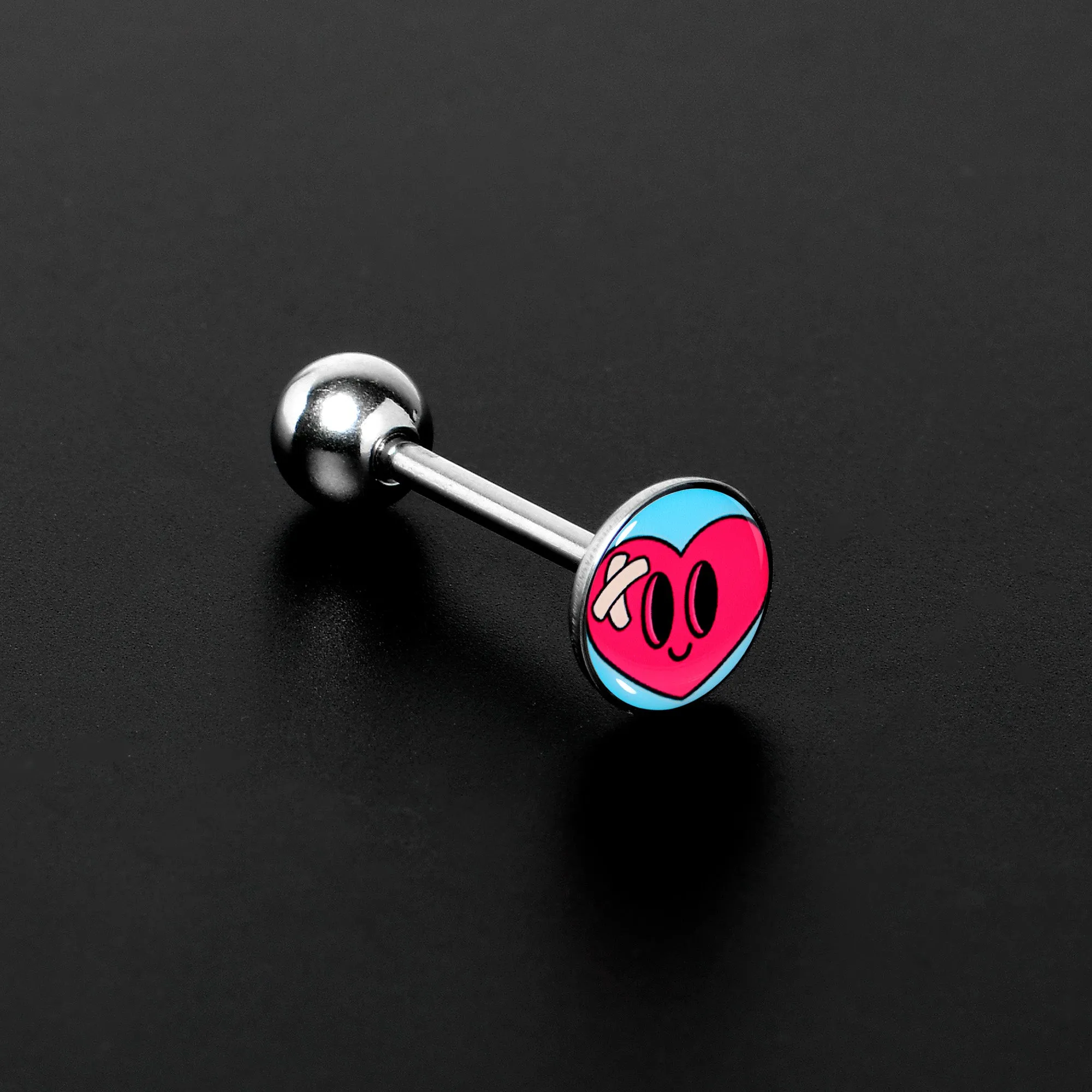 Heartbreak Bandaged Heart Barbell Tongue Ring