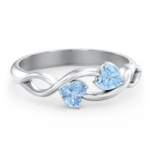 Heavenly Hearts Ring with Heart Birthstones