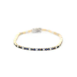Heera Moti 14k Yellow Gold Diamonds and Sapphires Tennis Bracelet – BR5338-305