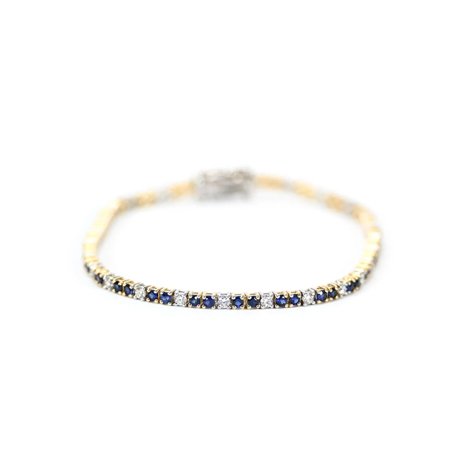 Heera Moti 14k Yellow Gold Diamonds and Sapphires Tennis Bracelet – BR5338-305