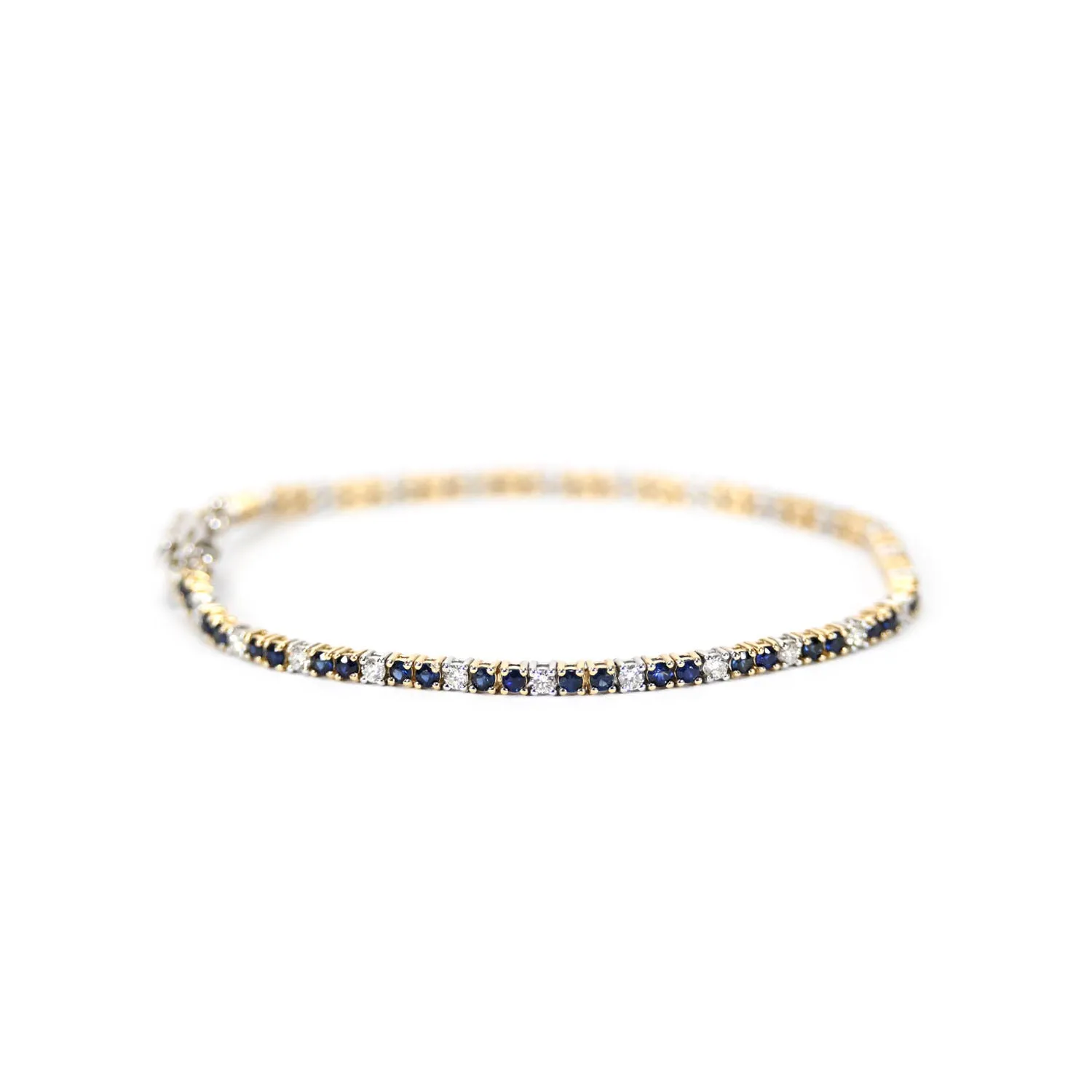 Heera Moti 14k Yellow Gold Diamonds and Sapphires Tennis Bracelet – BR5338-305