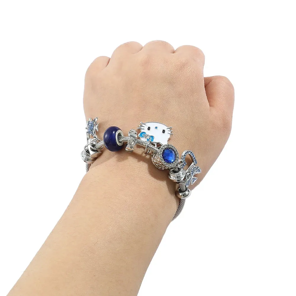 Hello Kitty Charm Bracelets with Hollow Rhinestones Pendant