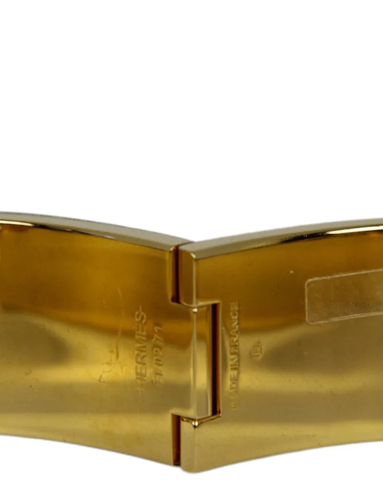 Hermes White/Gold Wide Bijoux Trompe L'Oeil H Clic Clac GM