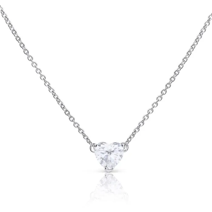 Herz-Collier Silber mit weißen Zirkonia