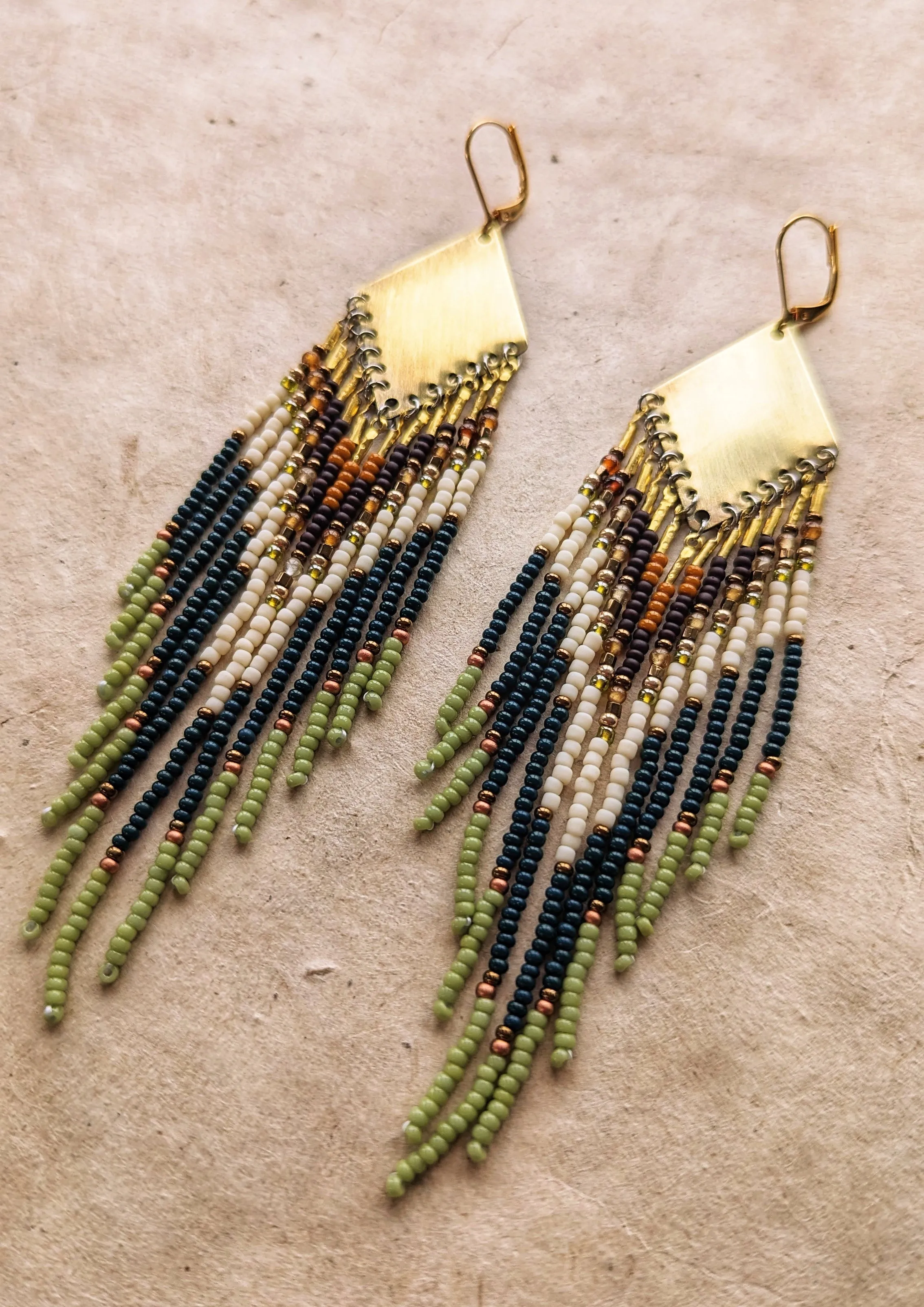 Hessonite Green Beaded Earrings