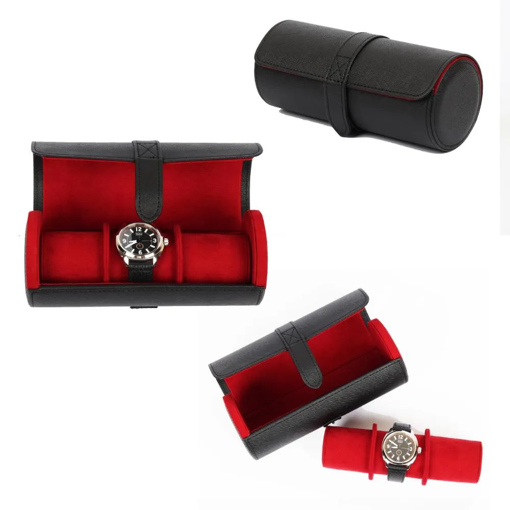 HQ 3 Slot Travel Watch Case Roll Black
