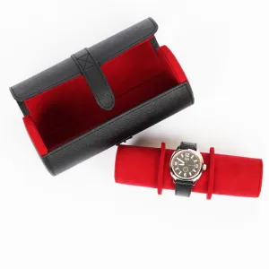 HQ 3 Slot Travel Watch Case Roll Black