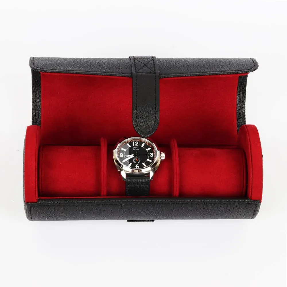 HQ 3 Slot Travel Watch Case Roll Black
