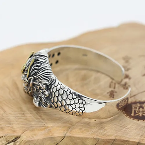 Huge Heavy Real Solid 925 Sterling Silver Cuff Bracelet Bangle Animals Eagle Skulls Punk Jewelry