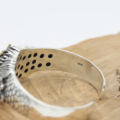 Huge Heavy Real Solid 925 Sterling Silver Cuff Bracelet Bangle Animals Eagle Skulls Punk Jewelry