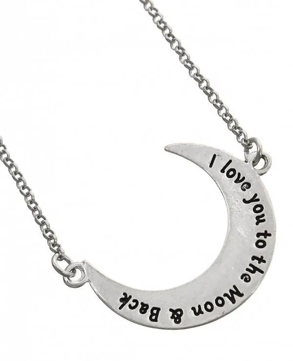 I LOVE YOU TO THE MOON  & BACK_Crescent Moon Necklace
