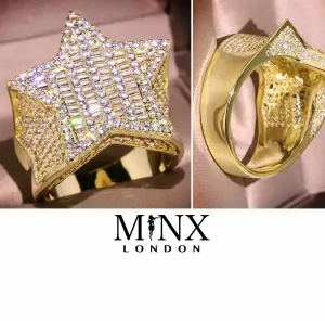 Iced out ring | Star Ring | Diamond Star Ring | Star Shaped ring | Star Rings | Iced Out Star Ring | Baguette Star Ring | Gold Star Ring