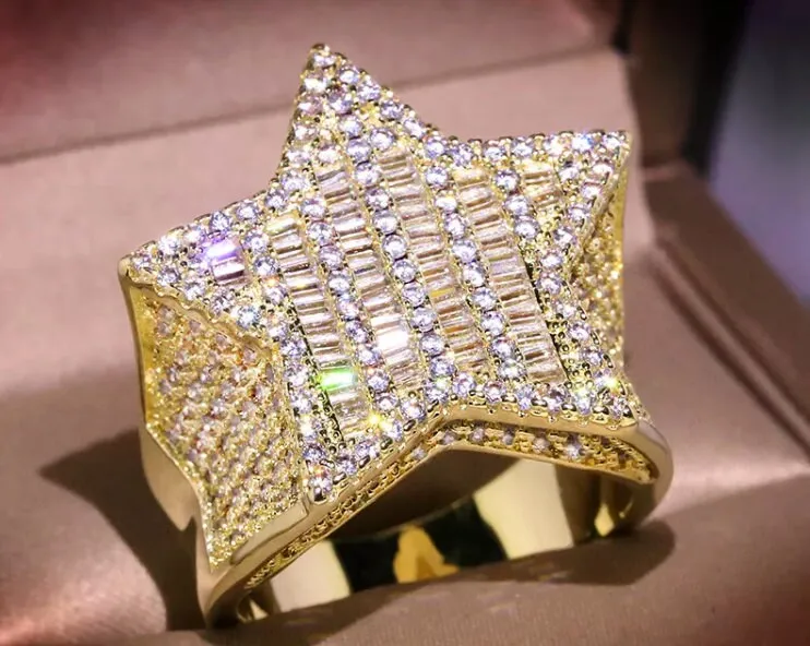 Iced out ring | Star Ring | Diamond Star Ring | Star Shaped ring | Star Rings | Iced Out Star Ring | Baguette Star Ring | Gold Star Ring