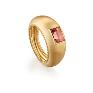 Infinity 18k Gold Bubble Ring With Pink Tourmaline
