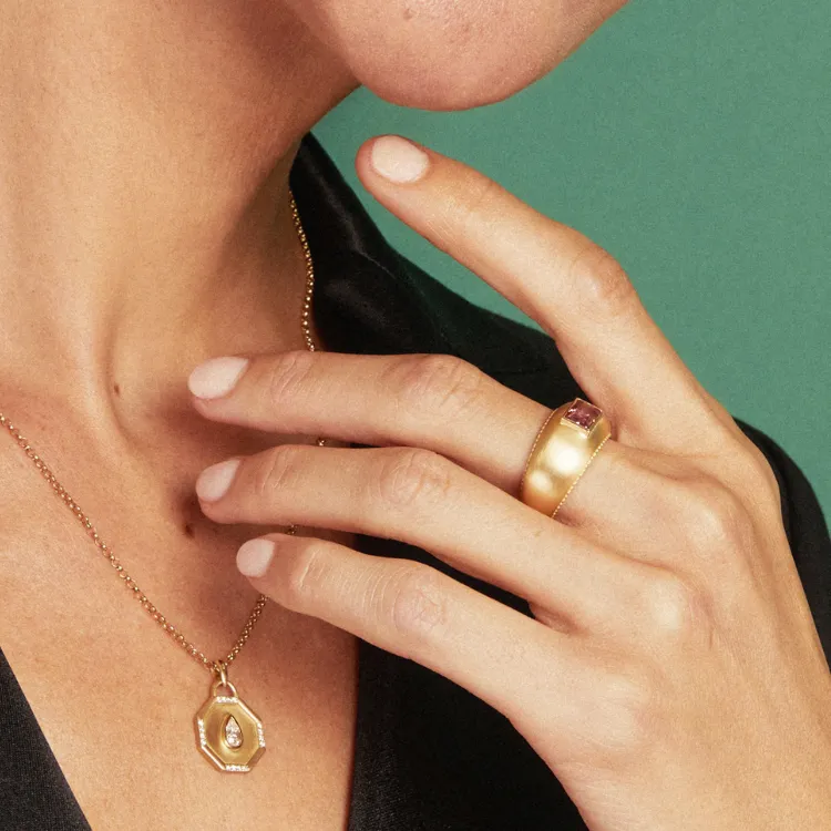 Infinity 18k Gold Bubble Ring With Pink Tourmaline