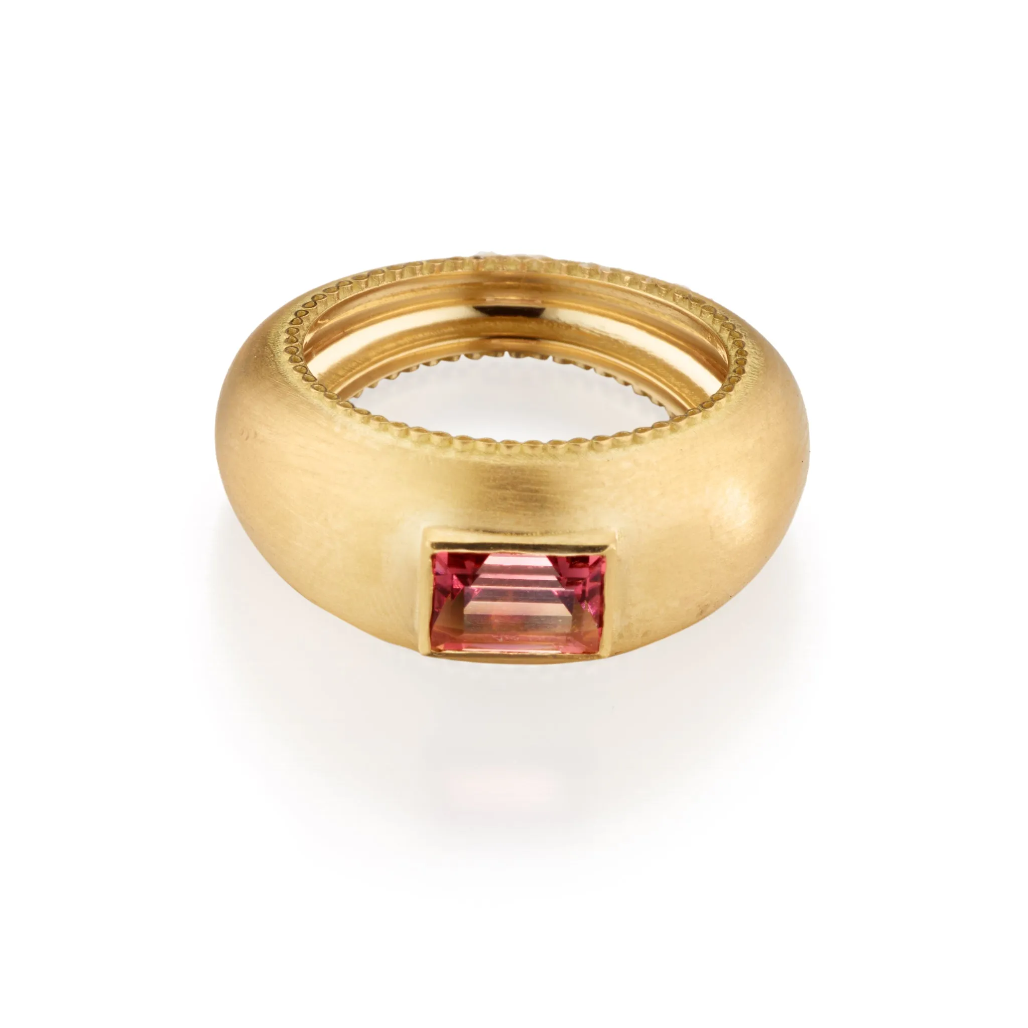 Infinity 18k Gold Bubble Ring With Pink Tourmaline