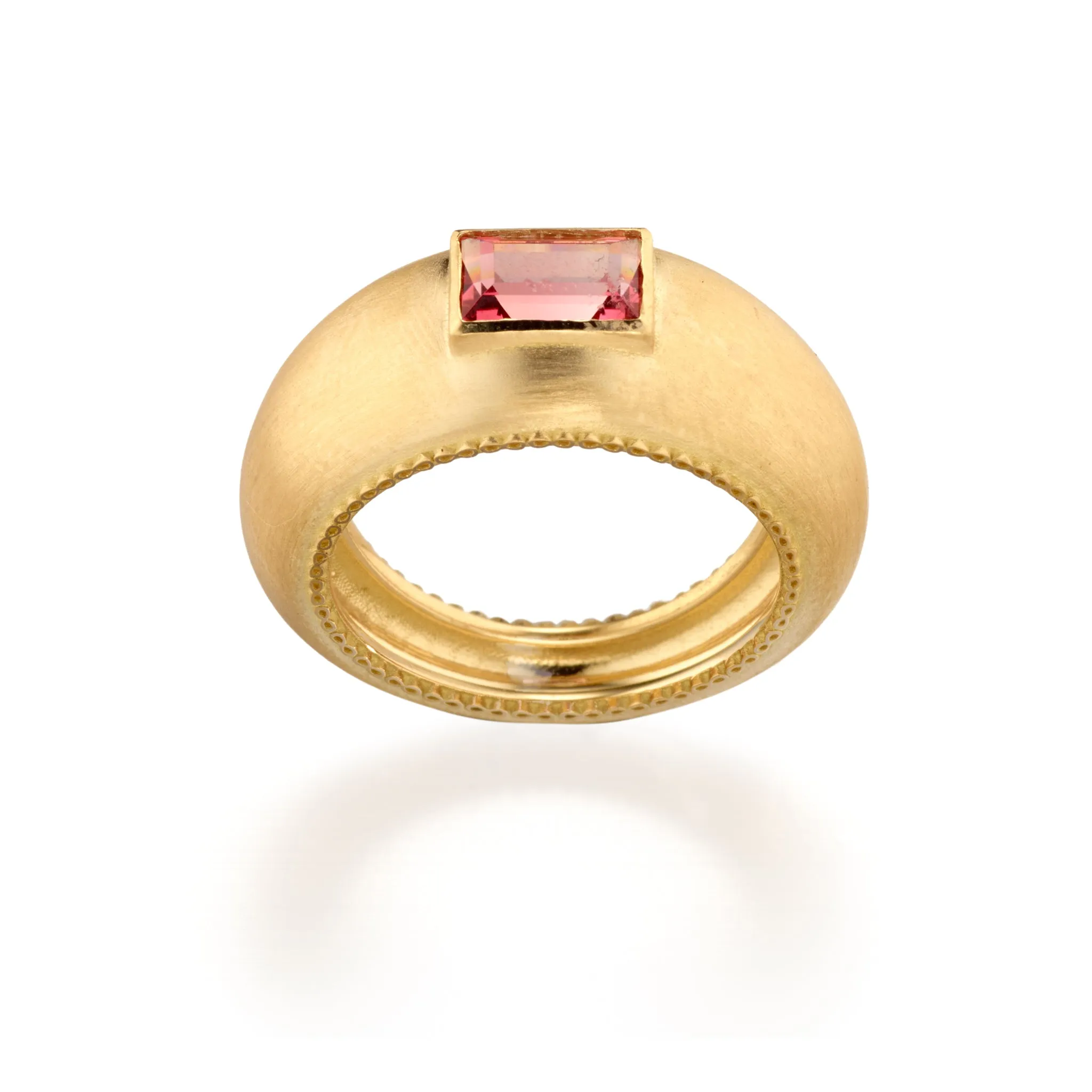 Infinity 18k Gold Bubble Ring With Pink Tourmaline