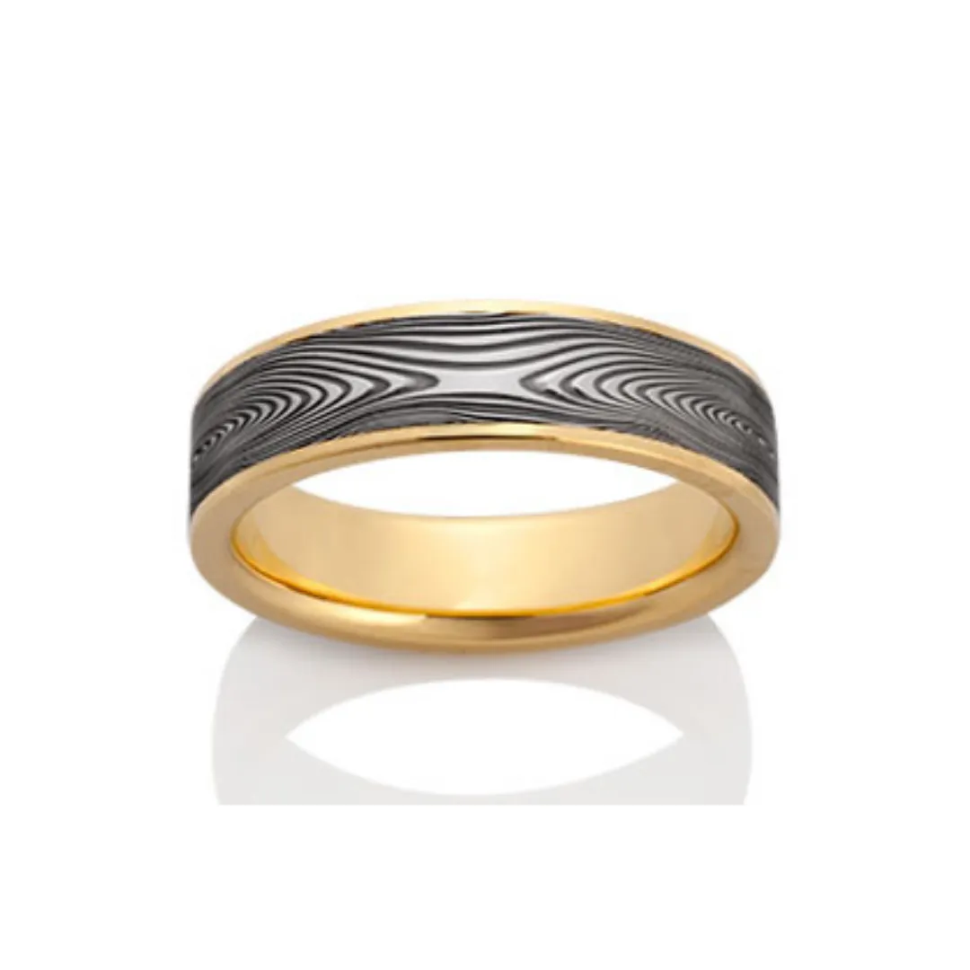 Infinity Damascus 18K Yellow Gold Ring