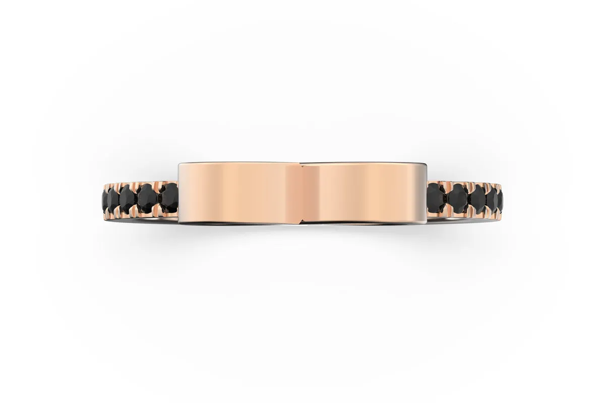 INFINITY RING WHITE & BLACK DIAMOND PAVE 14k ROSE GOLD