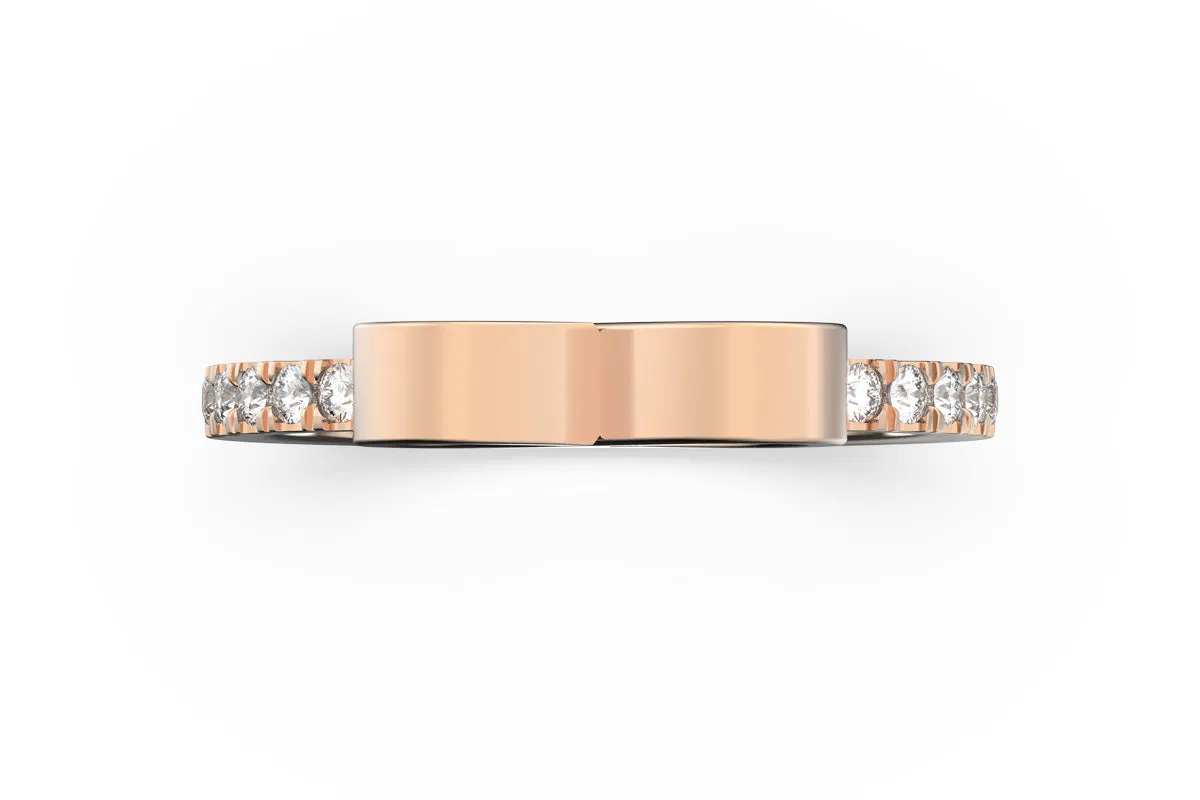 INFINITY RING WHITE & BLACK DIAMOND PAVE 14k ROSE GOLD