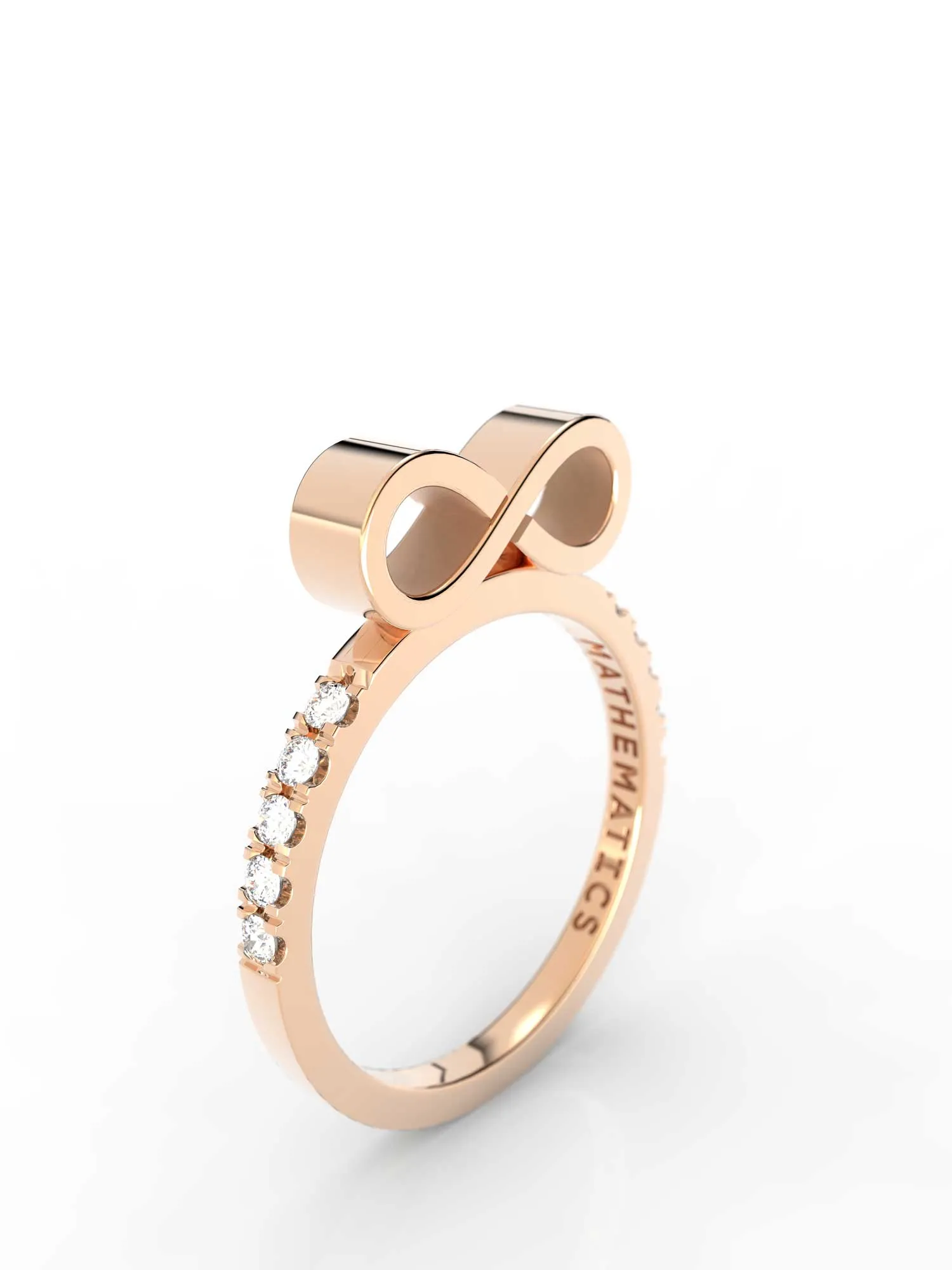 INFINITY RING WHITE & BLACK DIAMOND PAVE 14k ROSE GOLD