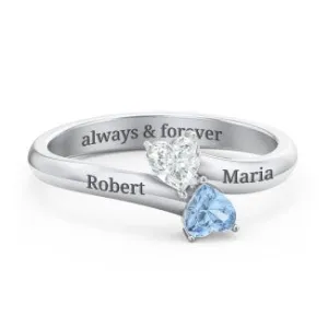 Inverted Twin Heart Ring