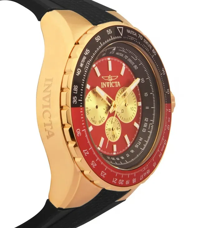 Invicta Aviator Analog Gold & Red Dial Men'S Watch - 44614