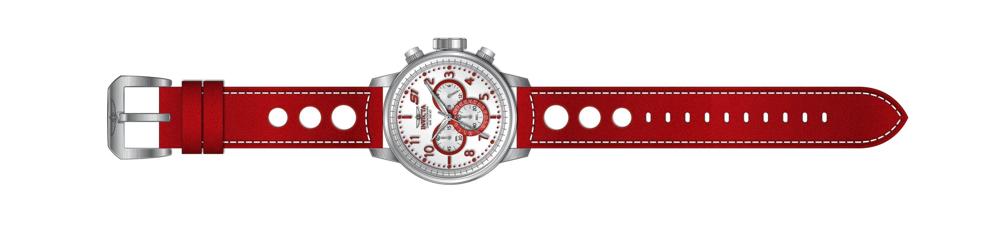 Invicta Leather Analogue Multicolor Dial , Band Color:Red Men's Watch-24082