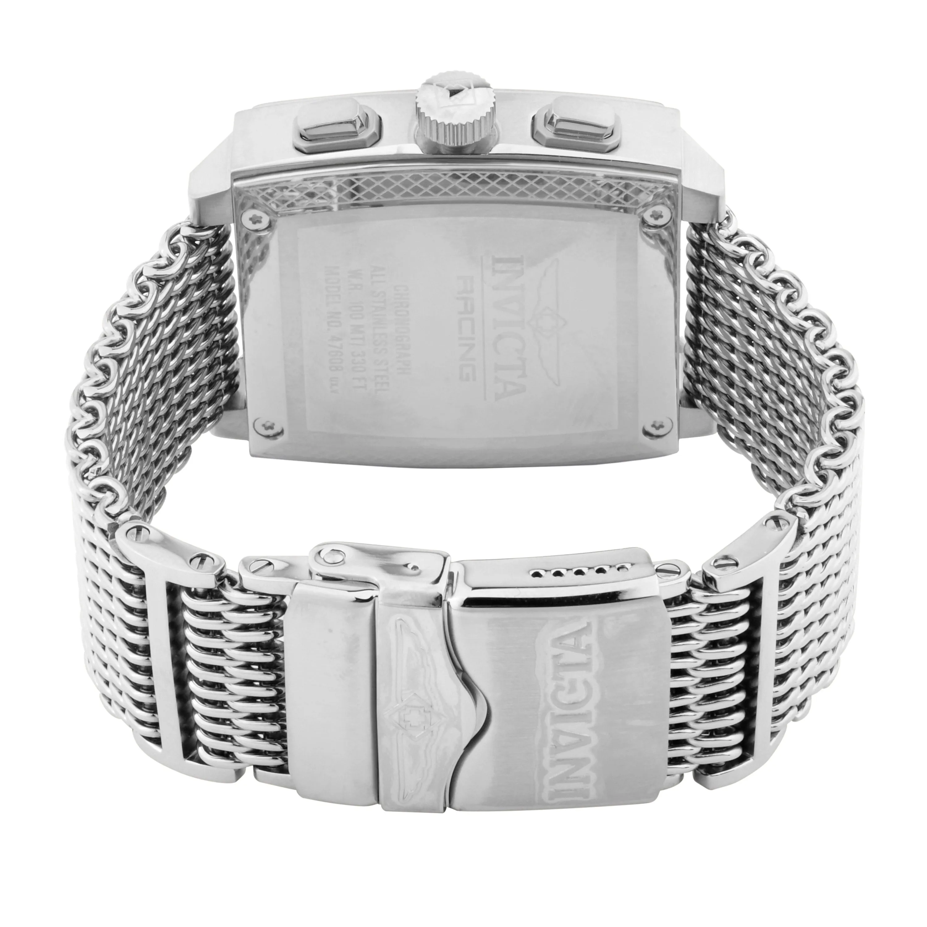 Invicta Men's Stainless Steel Racing Analog Orange Dial , Band Silver Watch - 47608