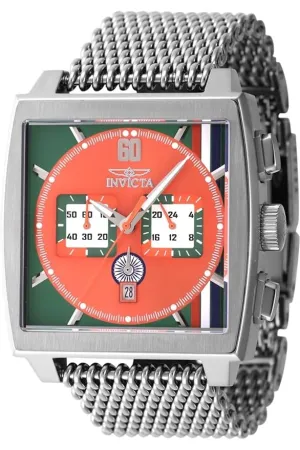 Invicta Men's Stainless Steel Racing Analog Orange Dial , Band Silver Watch - 47608