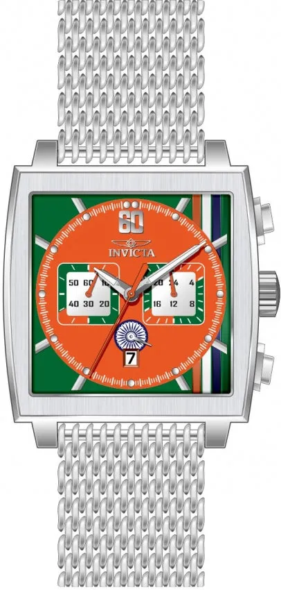 Invicta Men's Stainless Steel Racing Analog Orange Dial , Band Silver Watch - 47608