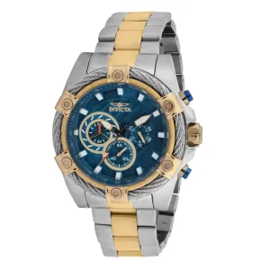 Invicta Stainless Steel Bolt Chronograph Blue Dial Analog Watch For Men - 25522, Silver Band