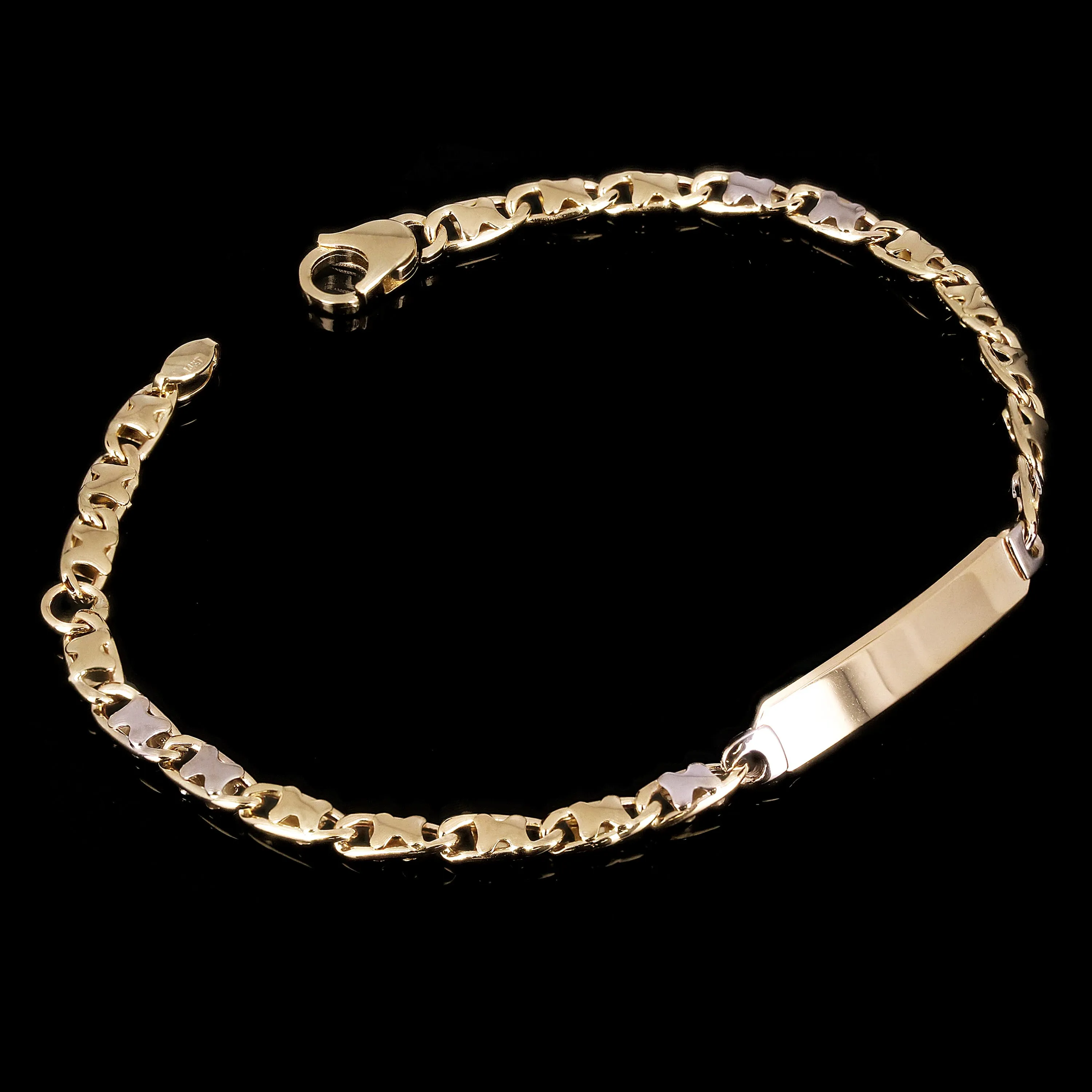 Italian 14k Two Tone Gold Engravable Baby Kids ID Bracelet 6.5" 4.7mm 3.1 grams