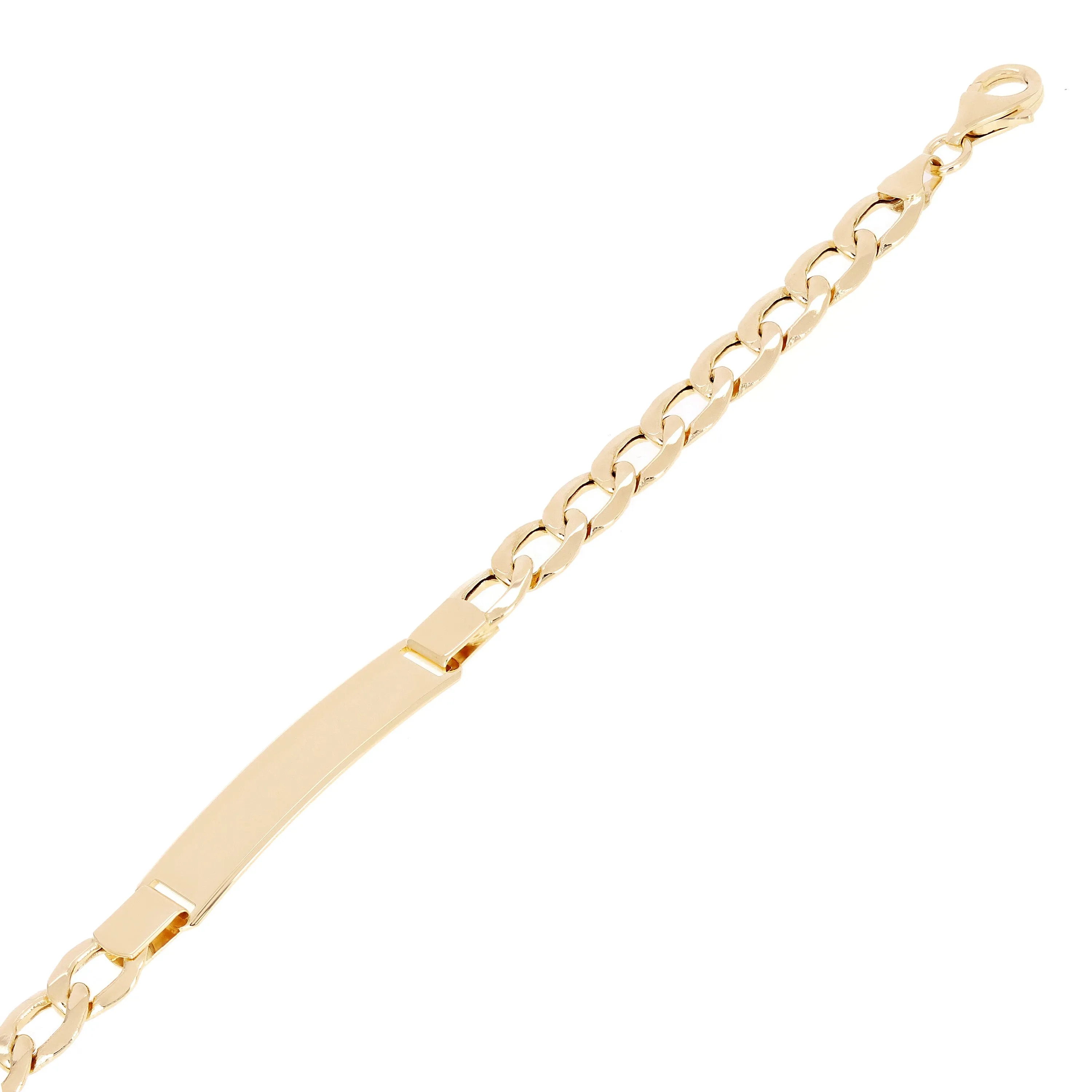 Italian 14k Yellow Gold Engravable Hollow Curb Cuban ID Bracelet 7.5" 8mm 8.3g