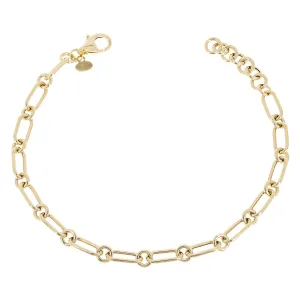 Italian 14k Yellow Gold Hollow Oval Paper Clip Link Bracelet 7.5" 4.7mm 3.4grams