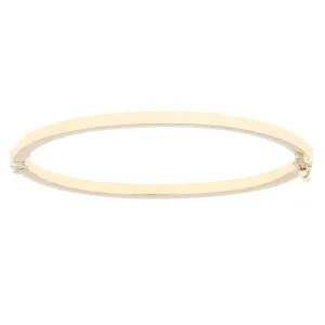 Italian 14k Yellow Gold Polished Oval Hollow Tube Bangle Bracelet 3mm