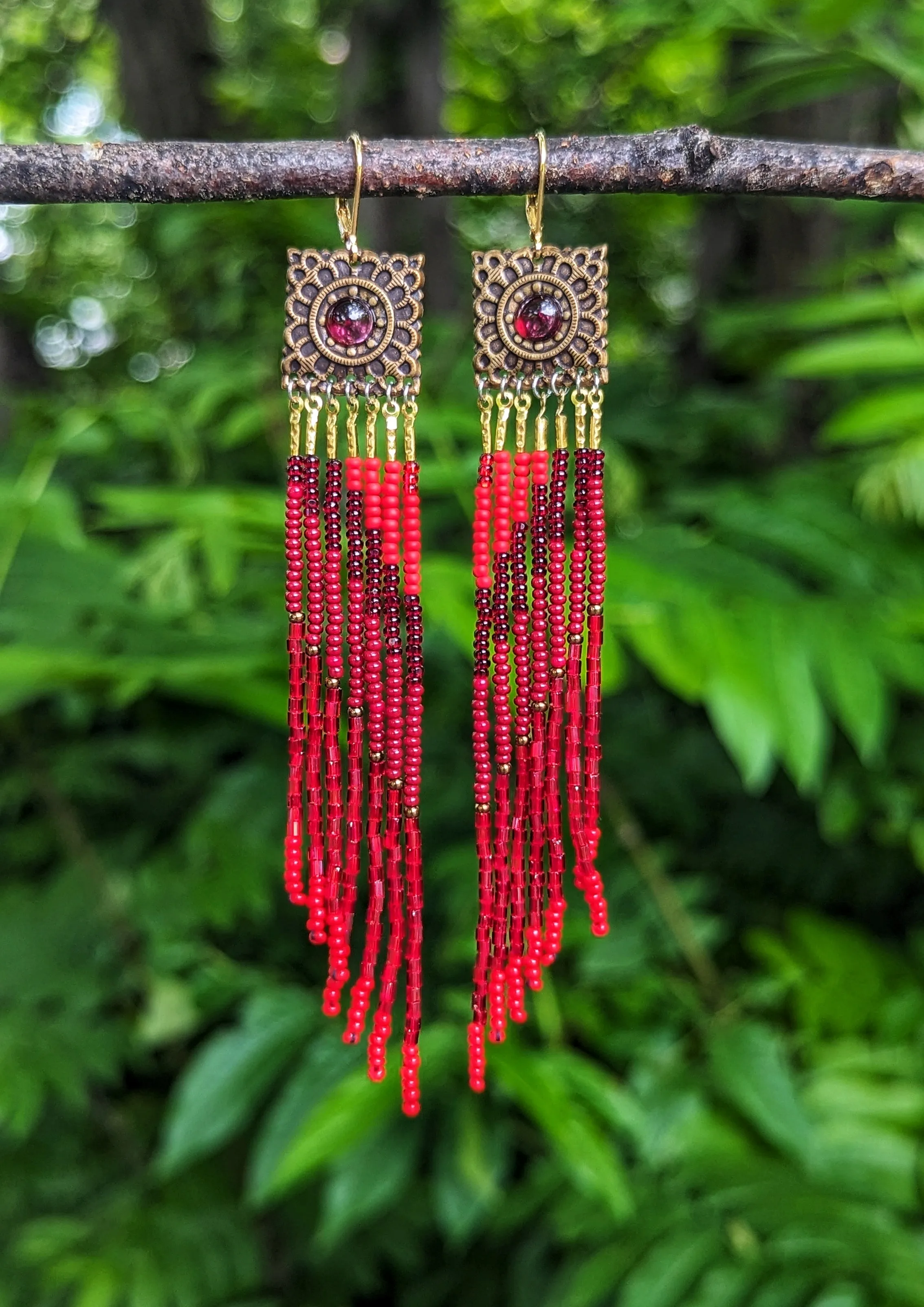 Jezebel Red Seed Bead Earrings